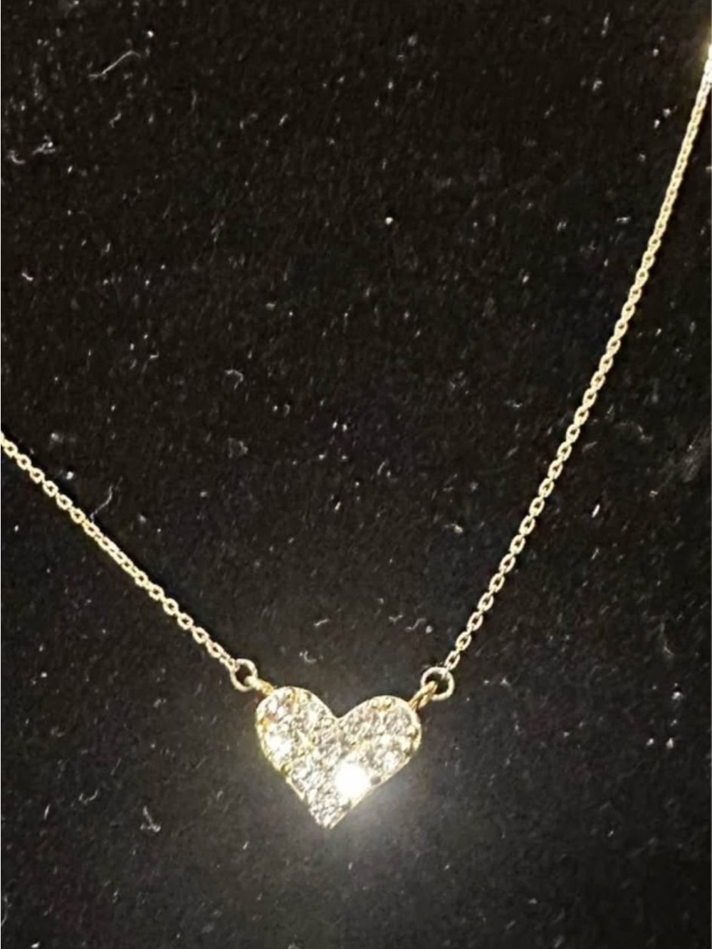 New 14K Solid Gold diamond necklace Solid 14K gold heart crystal cz necklace